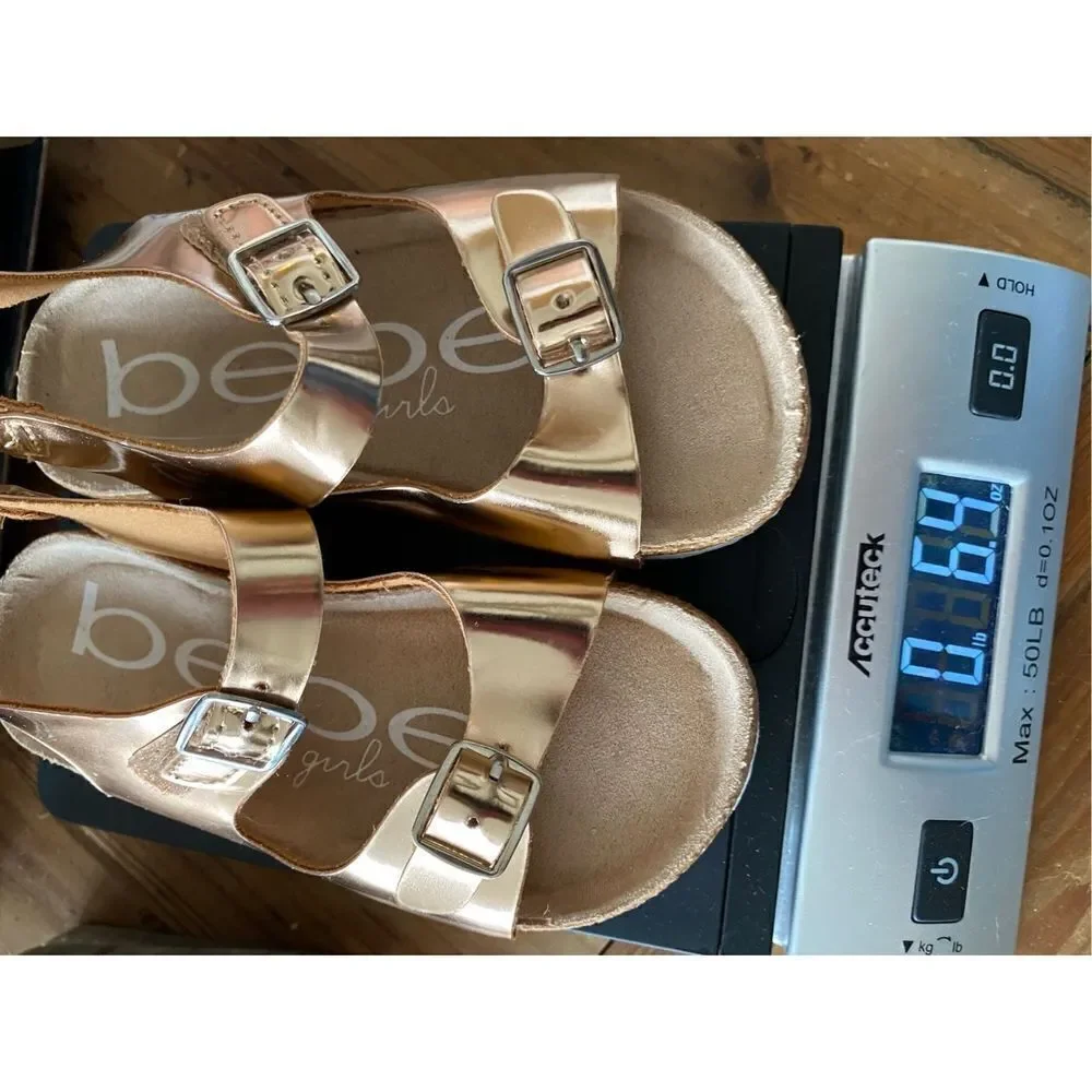 NEW Bebe Birkenstock Style Sandals Rose Gold Copper Metallic ShoesSize 9 NWOT